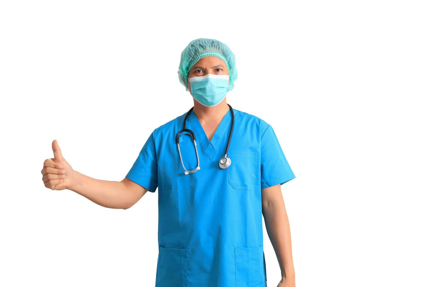 male doctor wearing blue suit photo