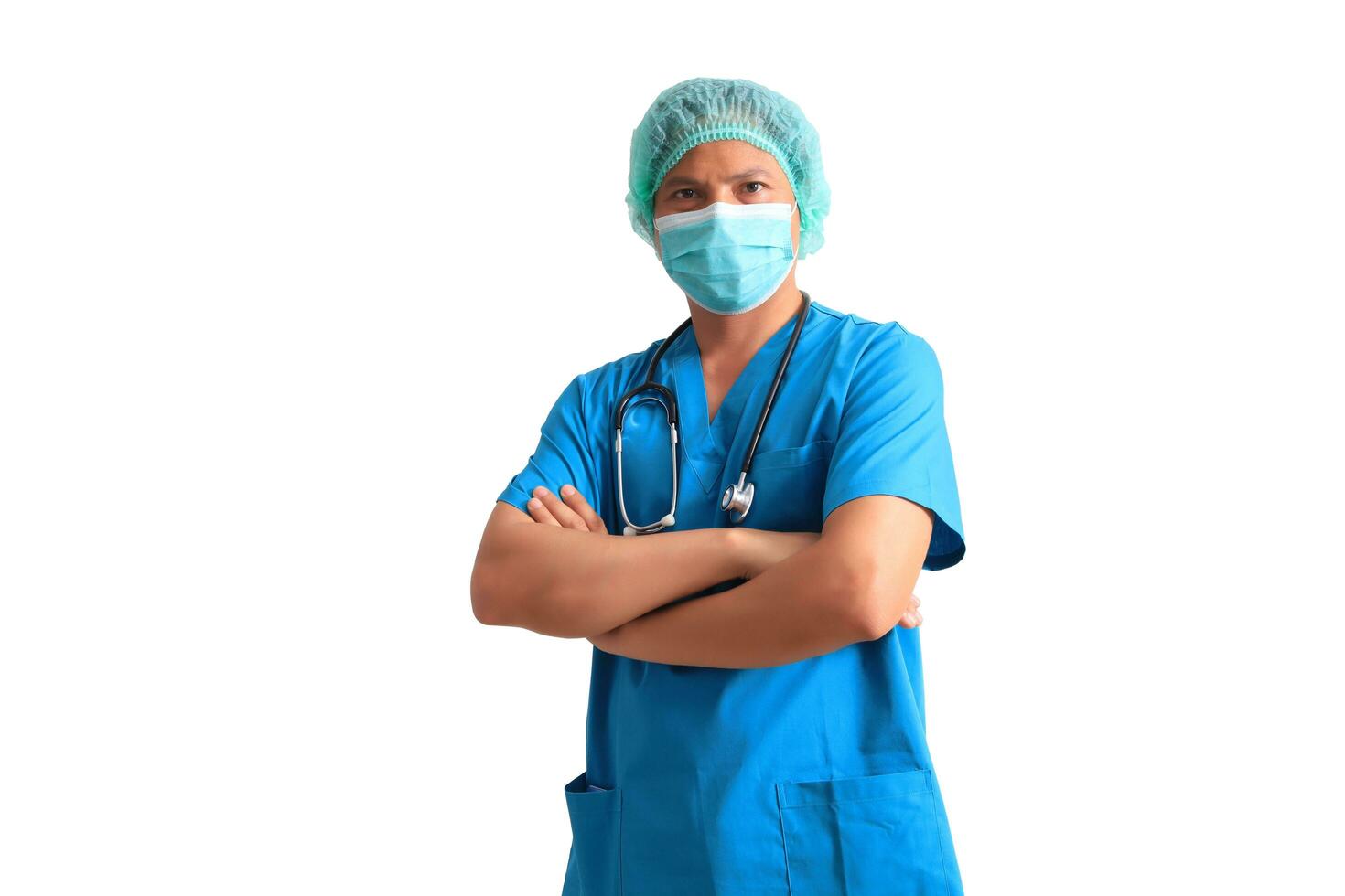 male doctor wearing blue suit photo