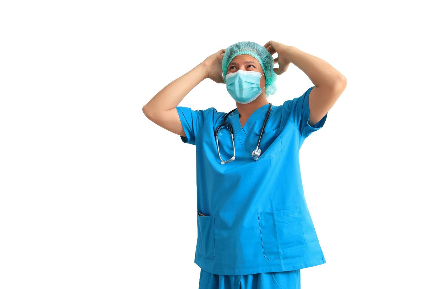 masculino médico vistiendo azul traje foto
