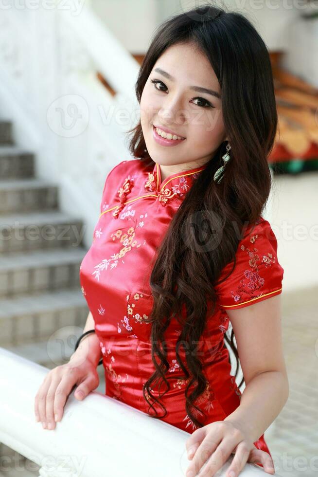 Young south east asian Chinese man woman traditional costume Chinese