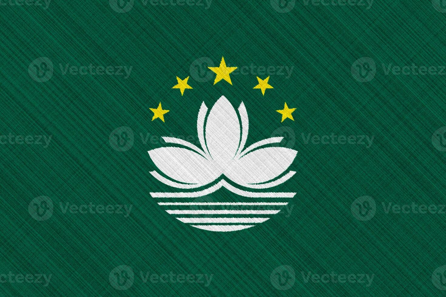 Macau flag on a textured background. Concept collage. photo