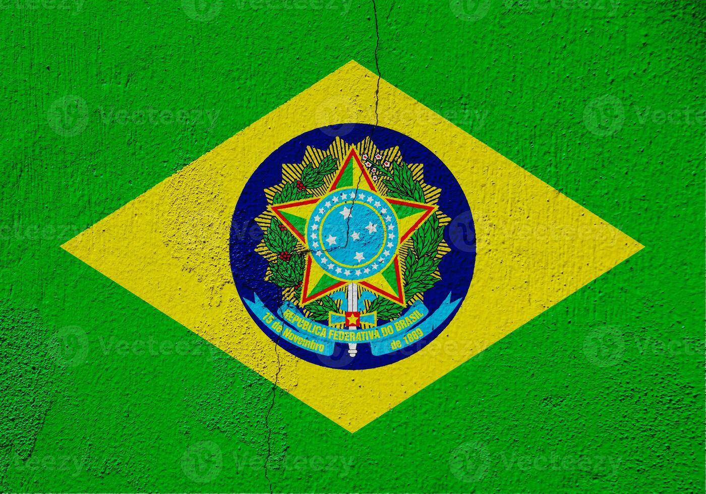 Flag of the Brazil on a textured background. Concept collage. photo