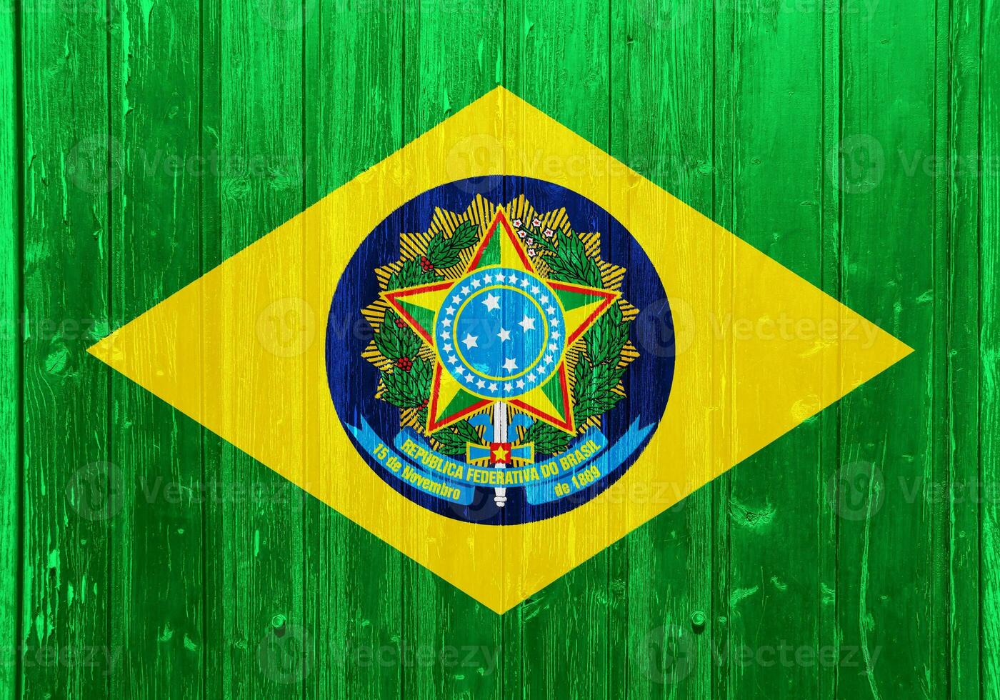 Flag of the Brazil on a textured background. Concept collage. photo