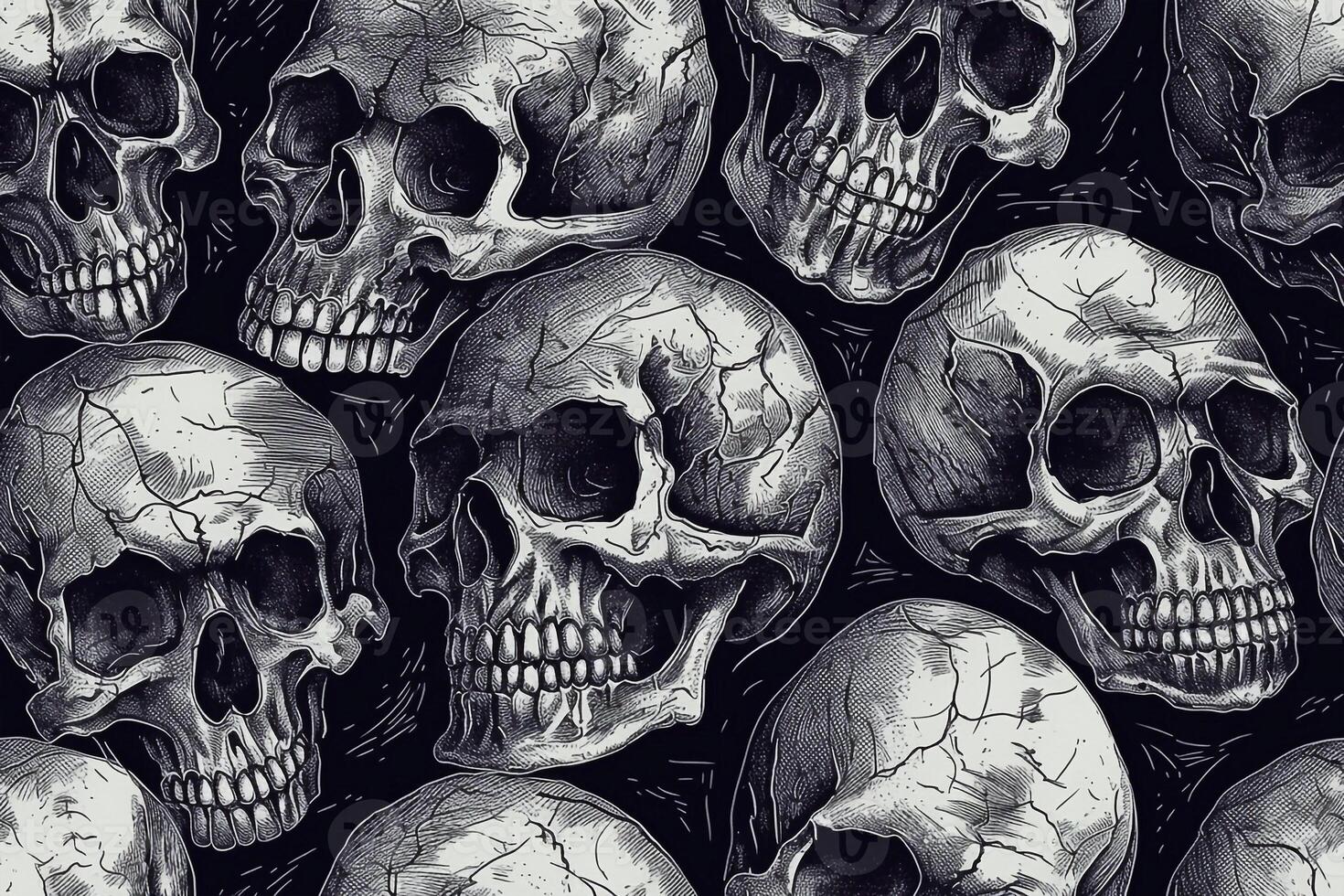 Haloween hand-drawn seamless pattern illustration. photo