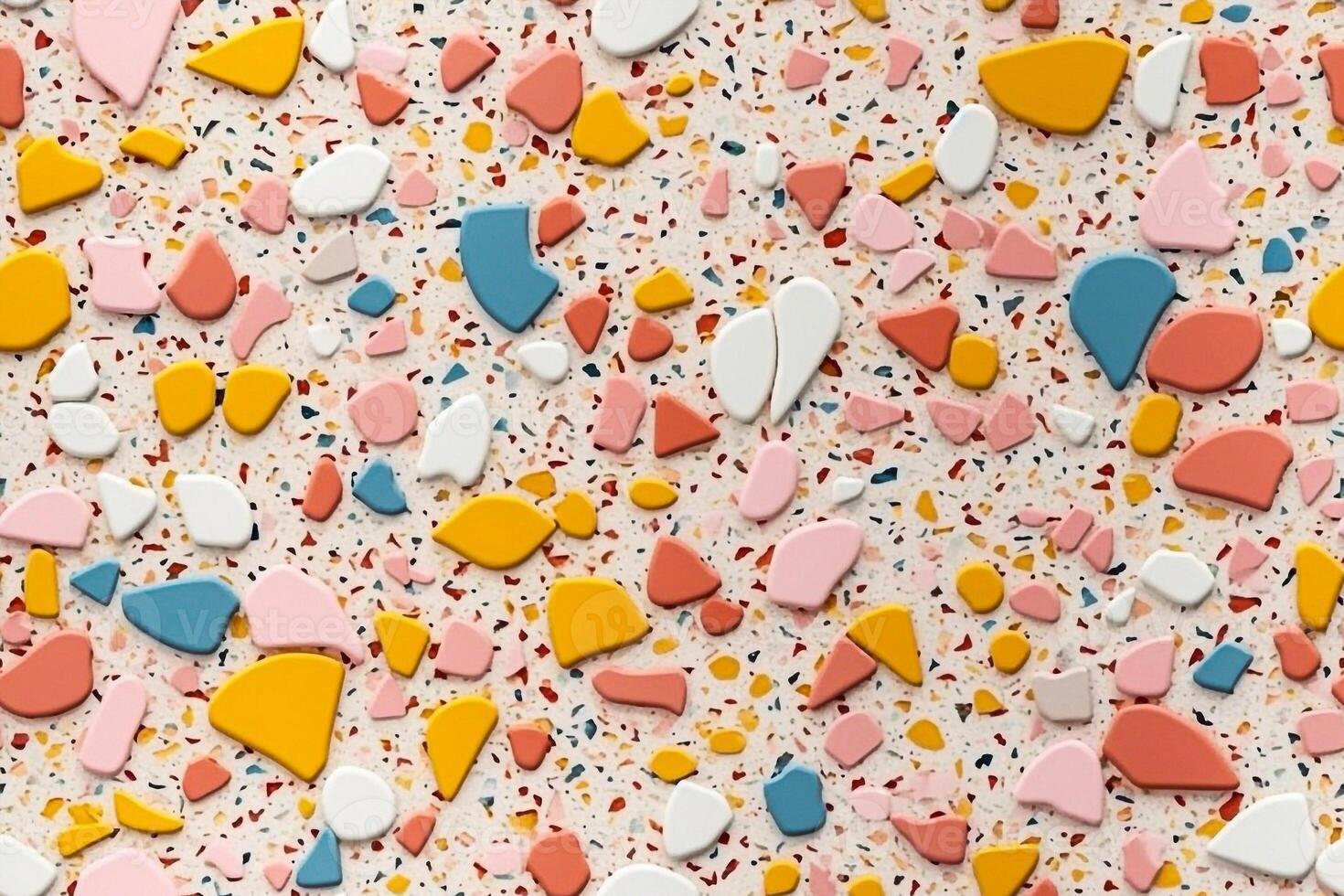 Ceramic texture of tracery 3d terrazzo seamless pattern. photo