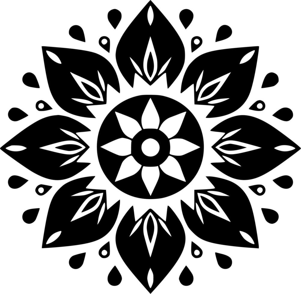 Mandala - Black and White Isolated Icon - Vector illustration