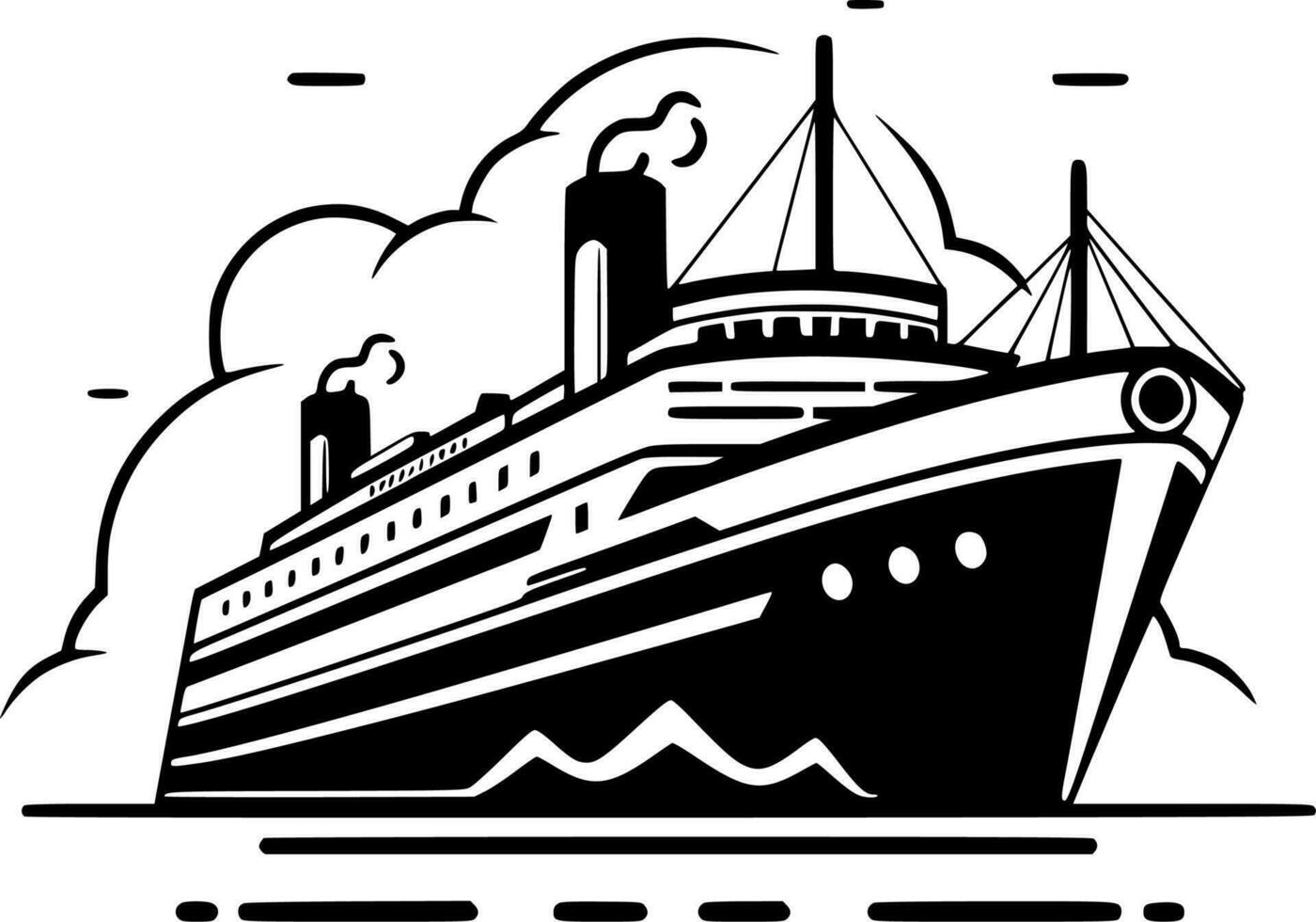 crucero, negro y blanco vector ilustración