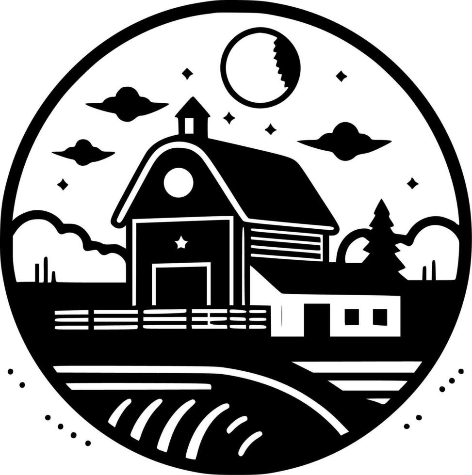 Farm - Black and White Isolated Icon - Vector illustration