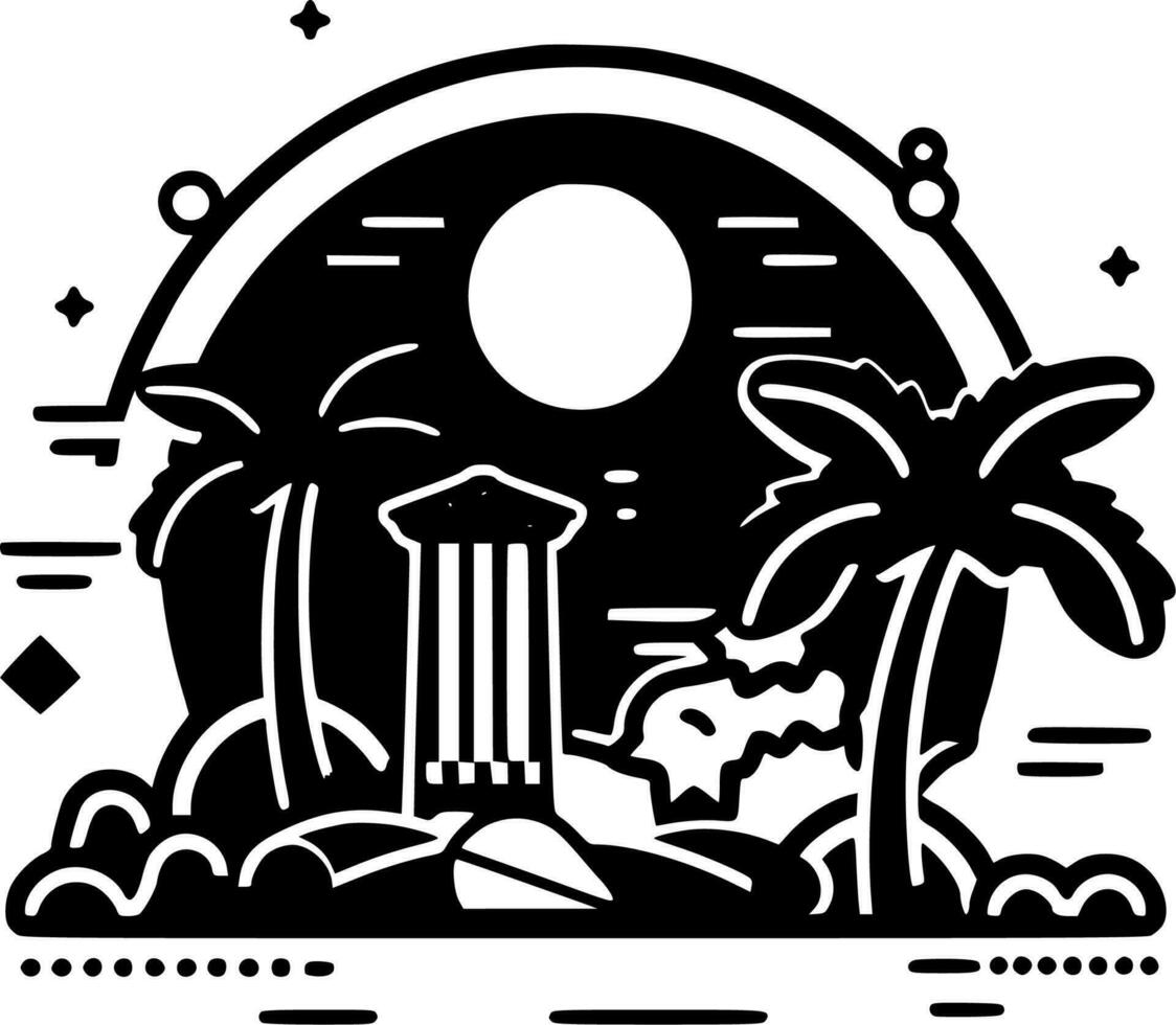 Summer - Black and White Isolated Icon - Vector illustration