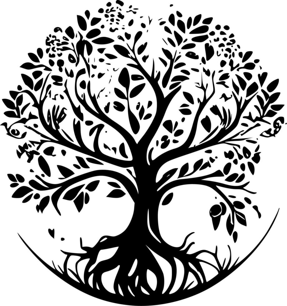 Tree of Life, Black and White Vector illustration
