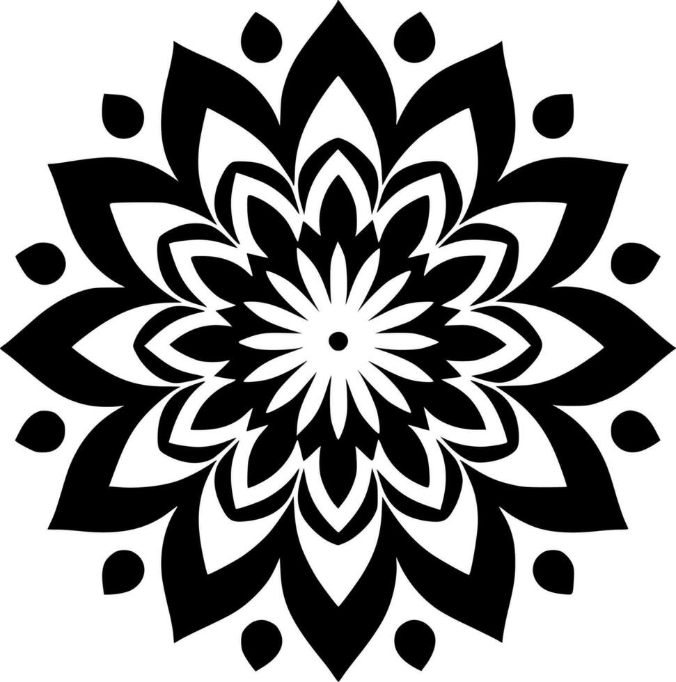 Mandala, Black and White Vector illustration