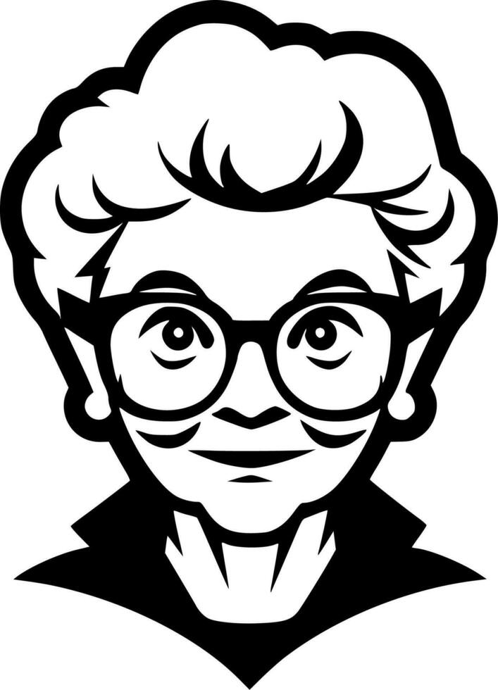 abuela - negro y blanco aislado icono - vector ilustración