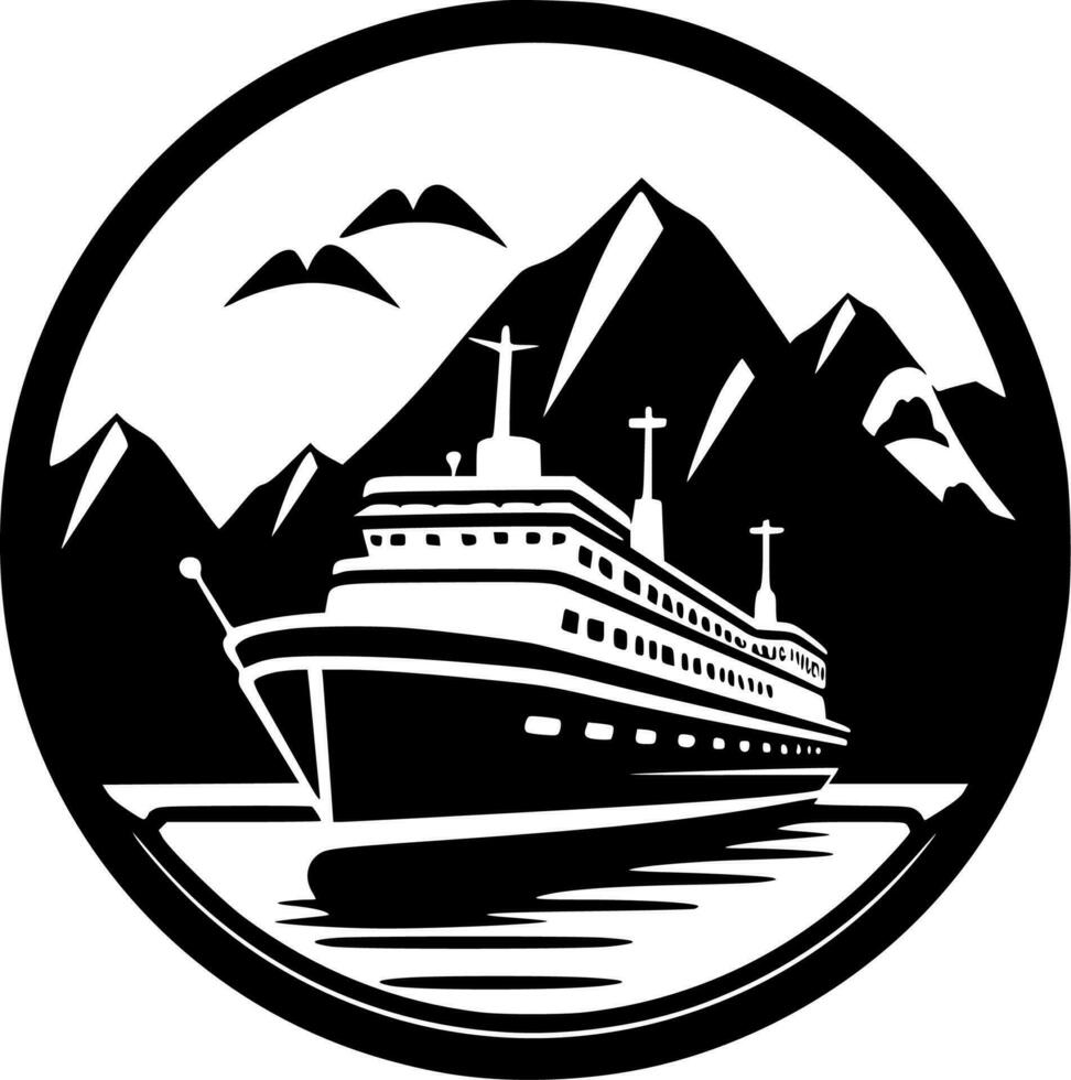 crucero - negro y blanco aislado icono - vector ilustración