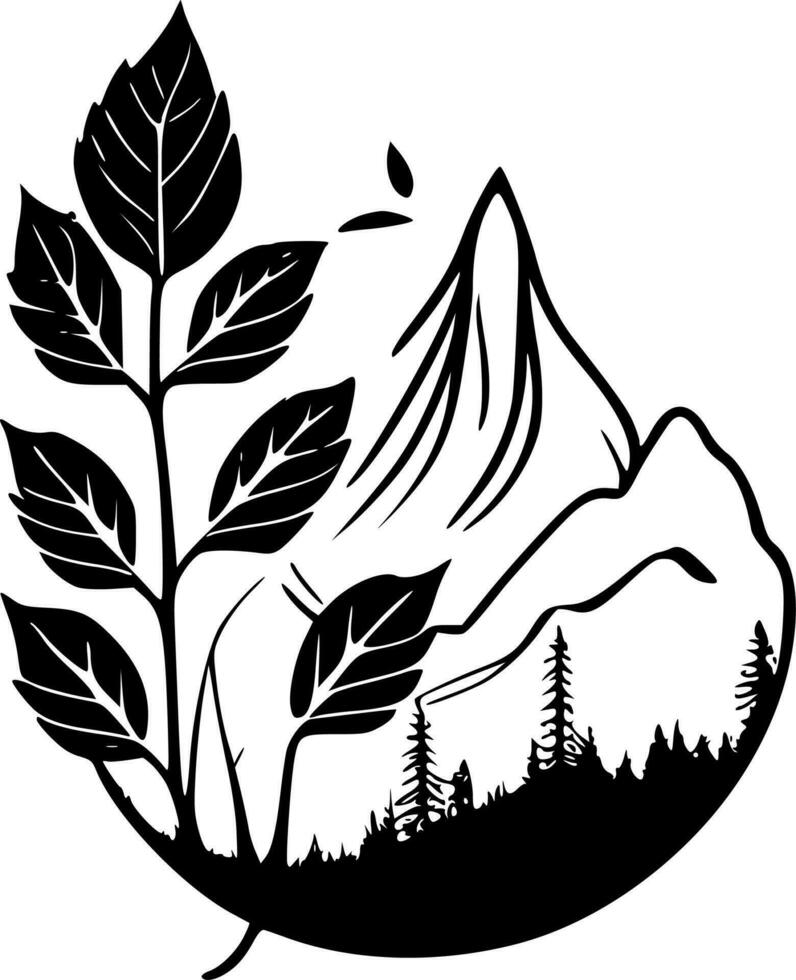 Nature - Black and White Isolated Icon - Vector illustration