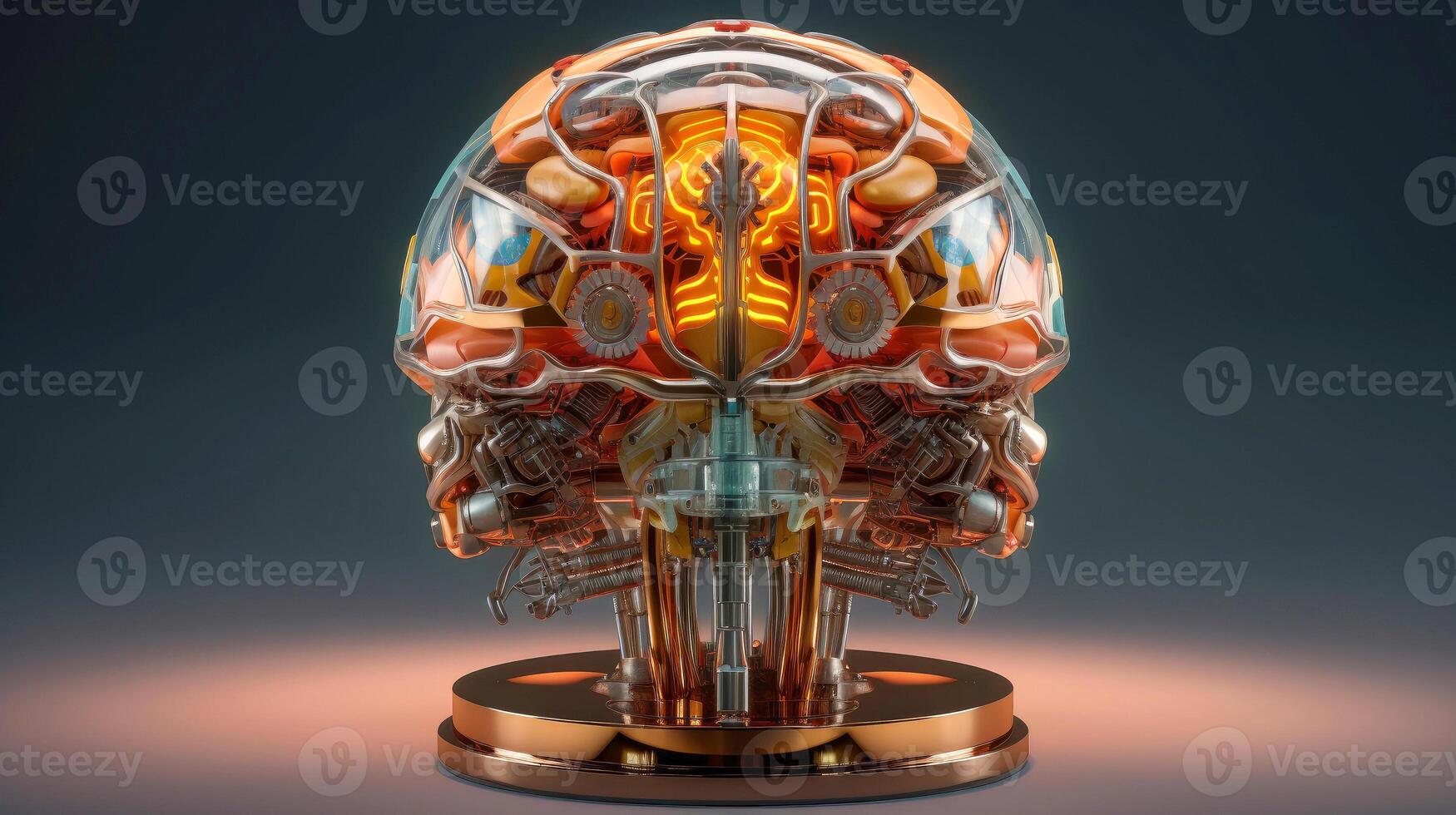 Brain and nerve forming a futuristic face illustrating the power of our neuron and our virtual life, Machine learning technology, neural networks. 3d rendering design, illustration photo