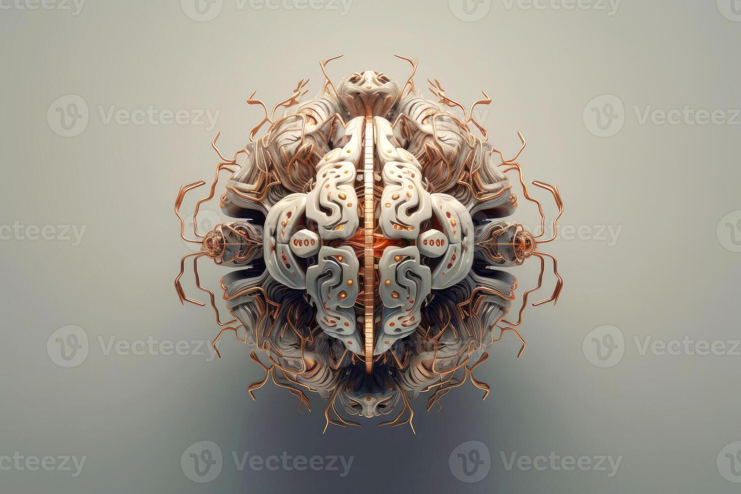 Brain and nerve forming a futuristic face illustrating the power of our neuron and our virtual life, Machine learning technology, neural networks. 3d rendering design, illustration photo