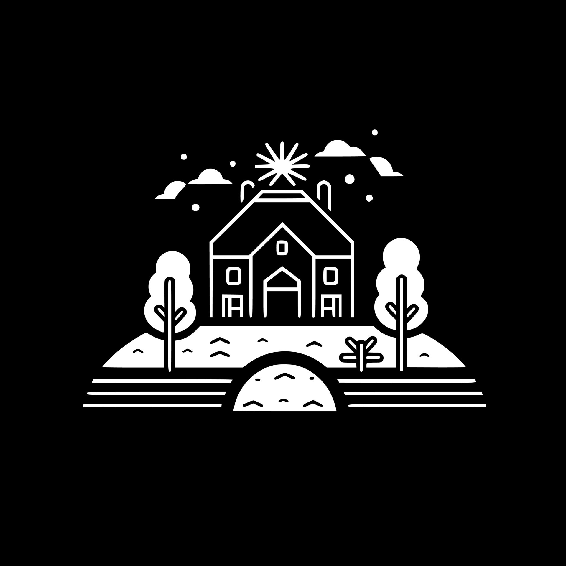 Farm, Black and White Vector illustration 24564654 Vector Art at Vecteezy