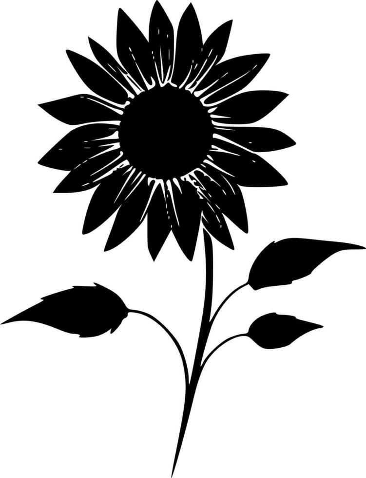 Sunflower, Black and White Vector illustration