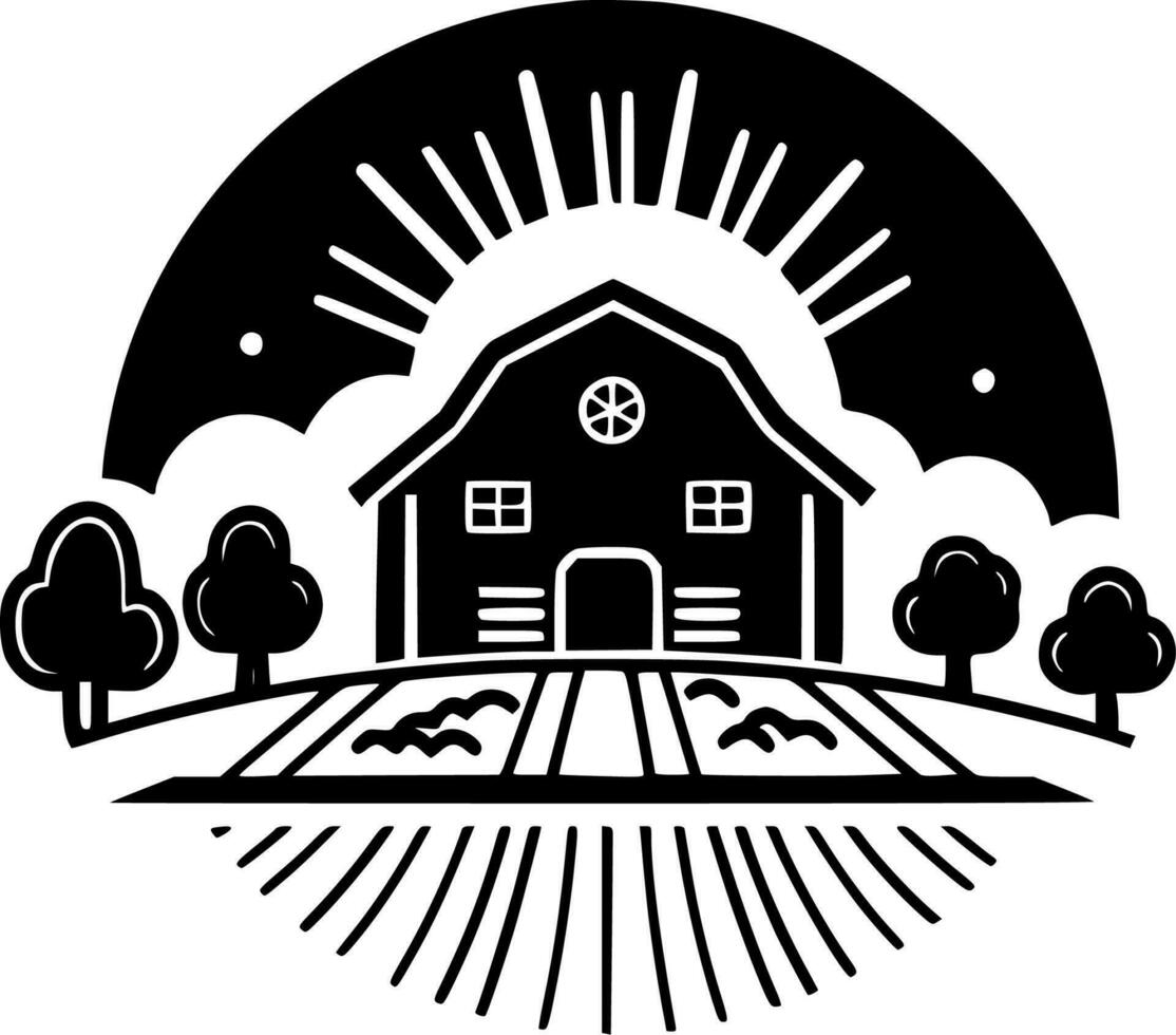 Farm - Black and White Isolated Icon - Vector illustration