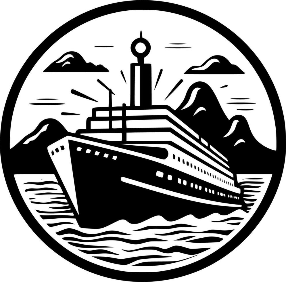 Cruise, Black and White Vector illustration