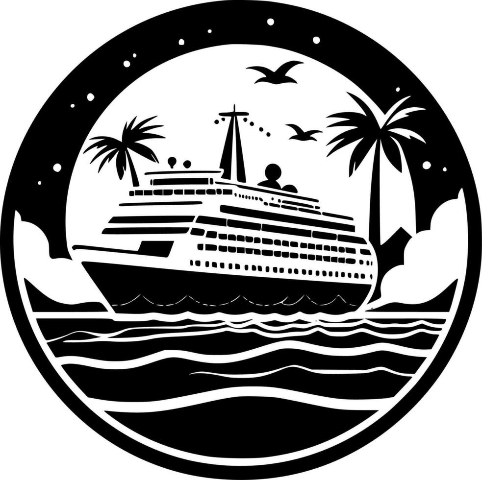 crucero - negro y blanco aislado icono - vector ilustración