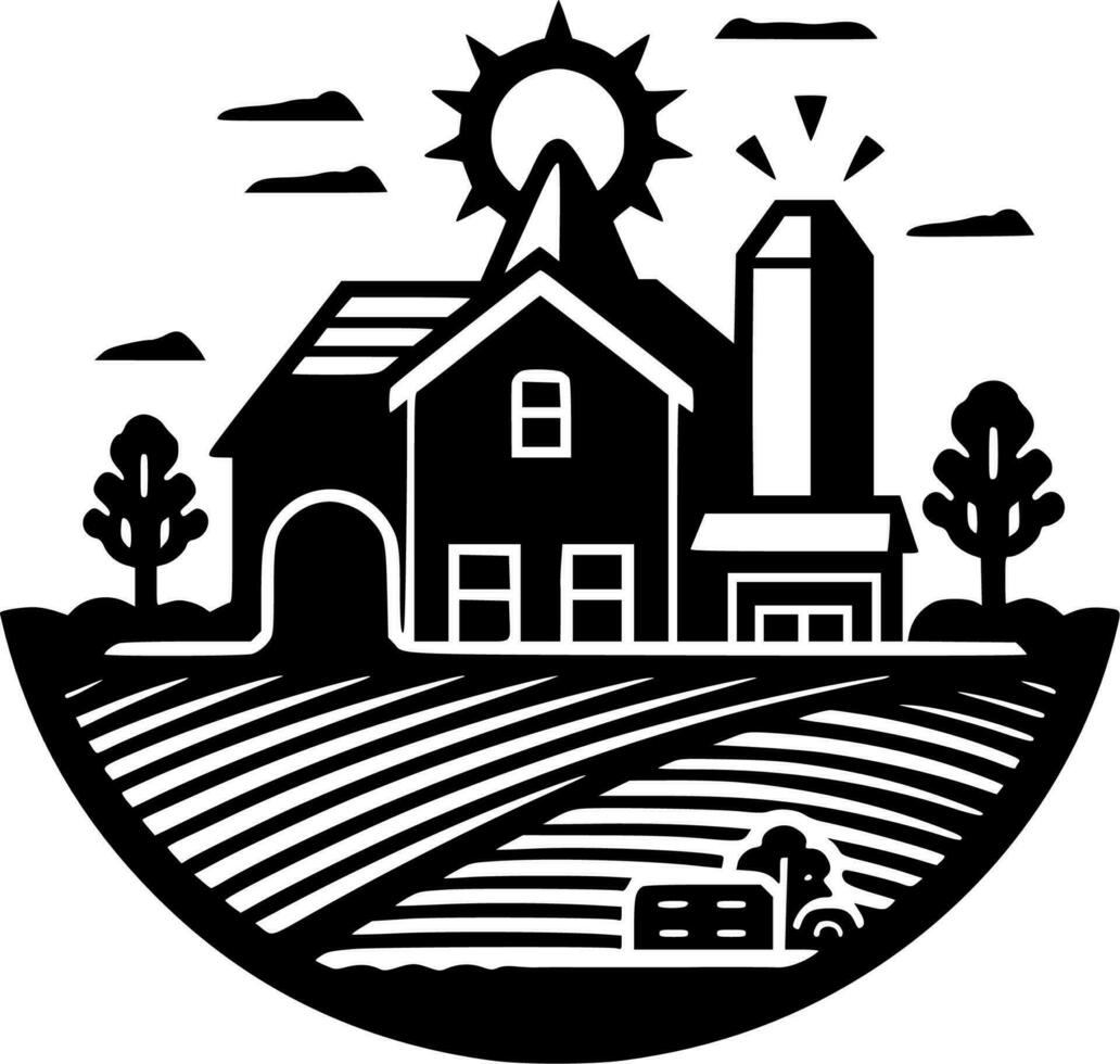 Farm - Black and White Isolated Icon - Vector illustration