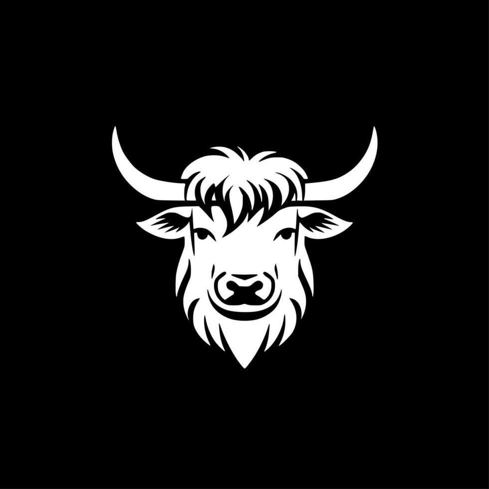 Highland Cow, Black and White Vector illustration