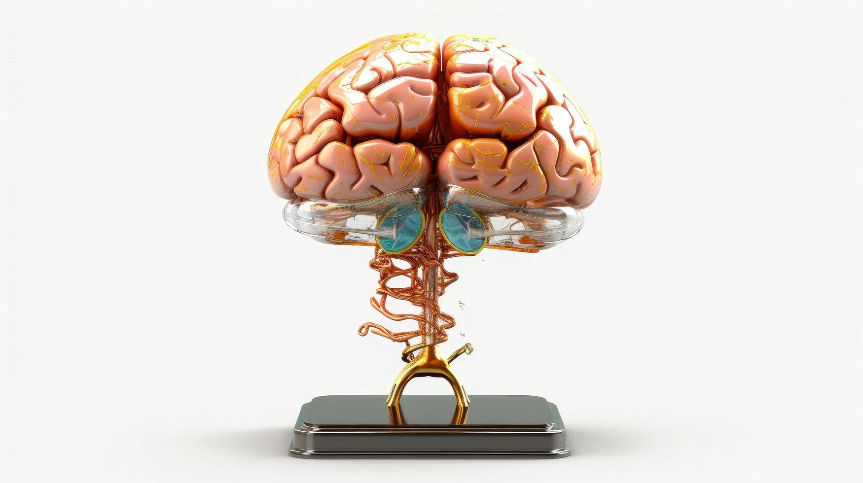 Brain and nerve forming a futuristic face illustrating the power of our neuron and our virtual life, Machine learning technology, neural networks. 3d rendering design, illustration photo