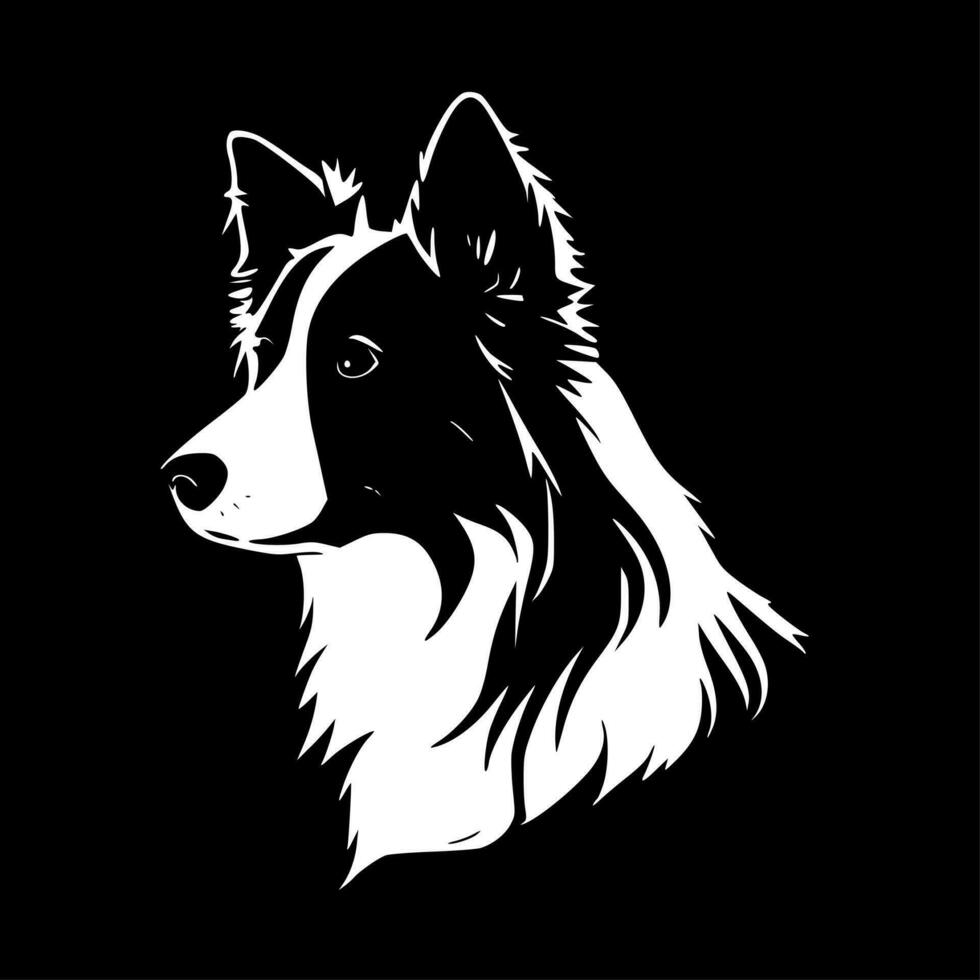 Border Collie, Black and White Vector illustration