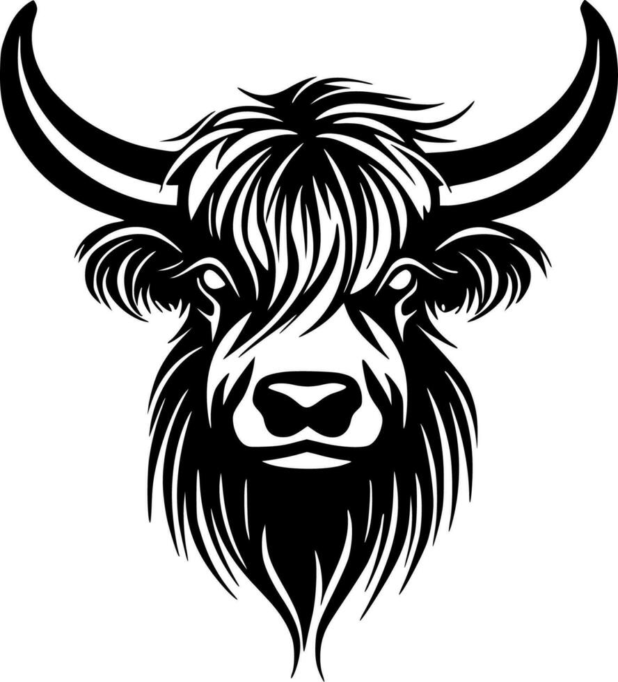 tierras altas vaca - minimalista y plano logo - vector ilustración