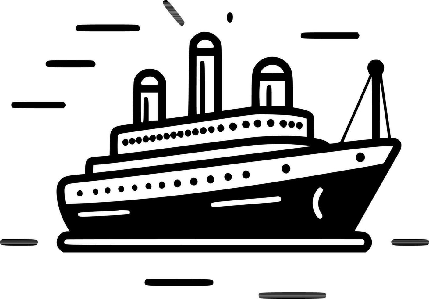 crucero - negro y blanco aislado icono - vector ilustración