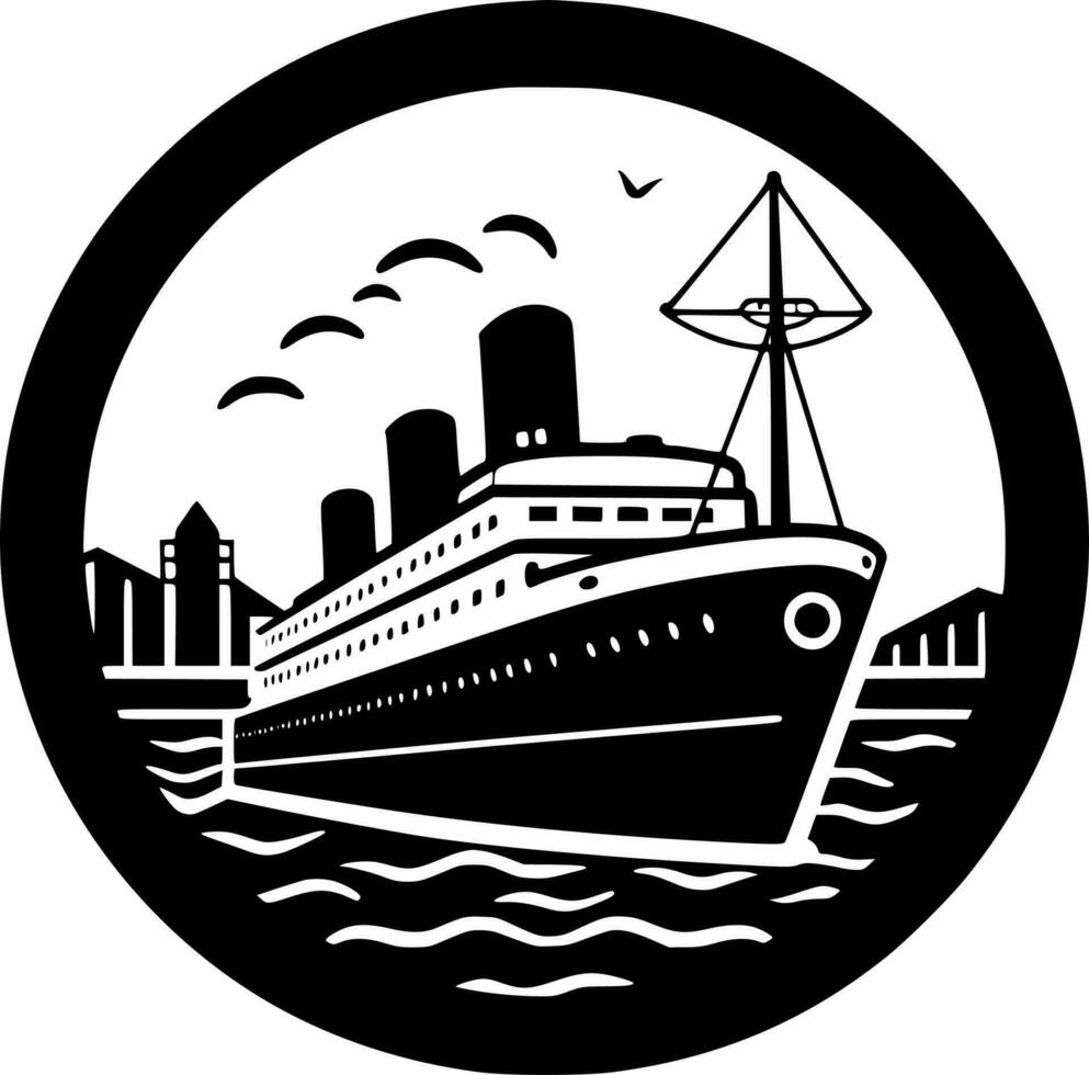 crucero - negro y blanco aislado icono - vector ilustración