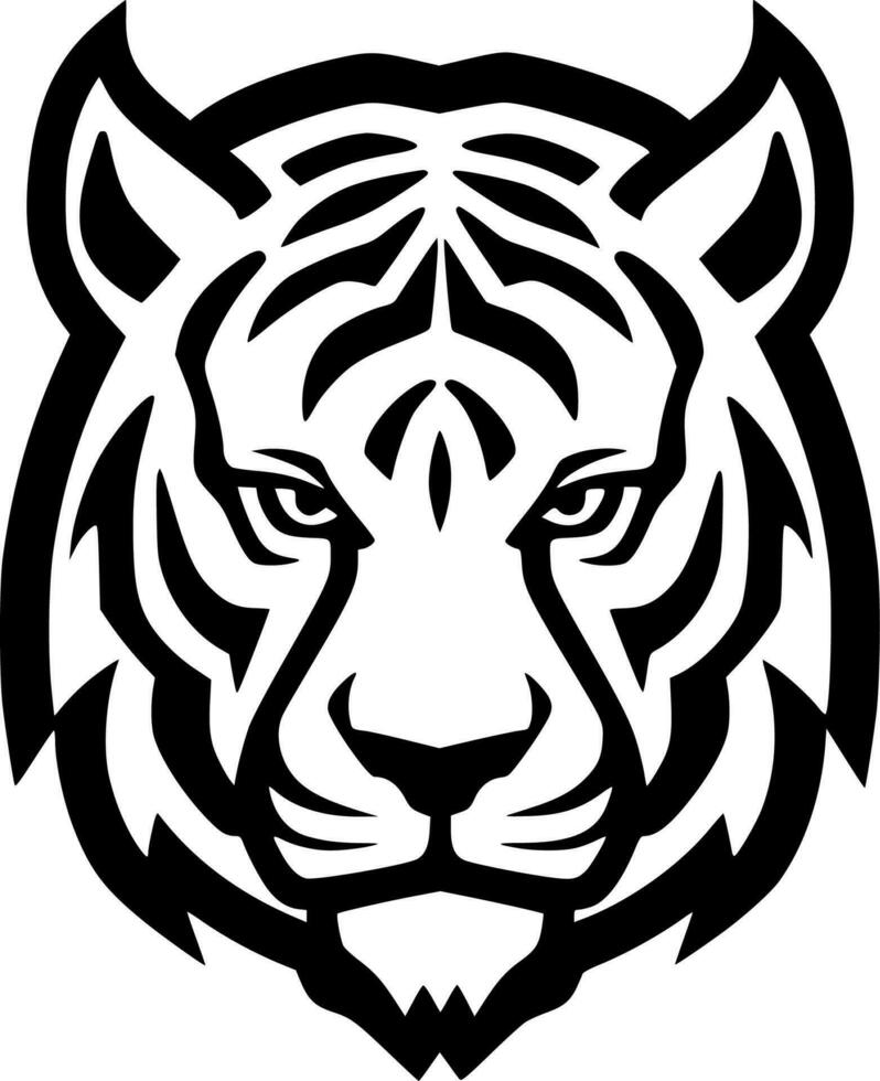 Tiger - Black and White Isolated Icon - Vector illustration