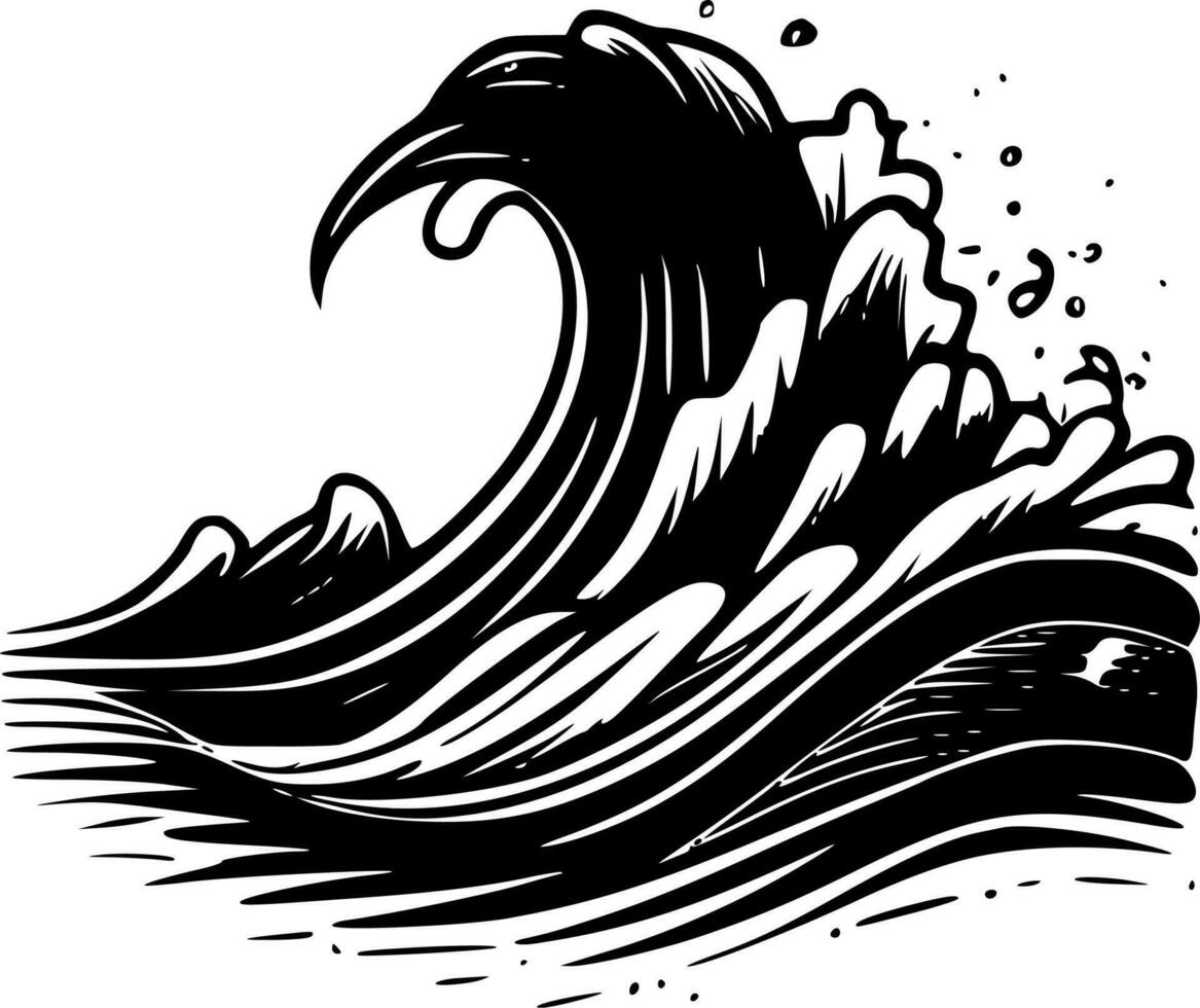 Waves, Minimalist and Simple Silhouette - Vector illustration