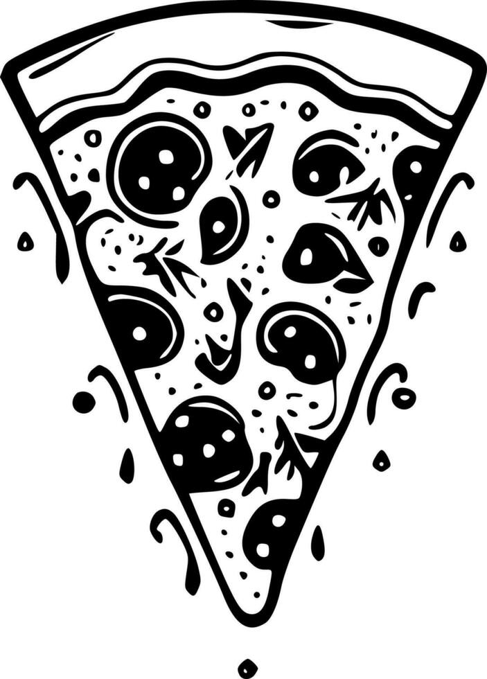 Pizza, Black and White Vector illustration