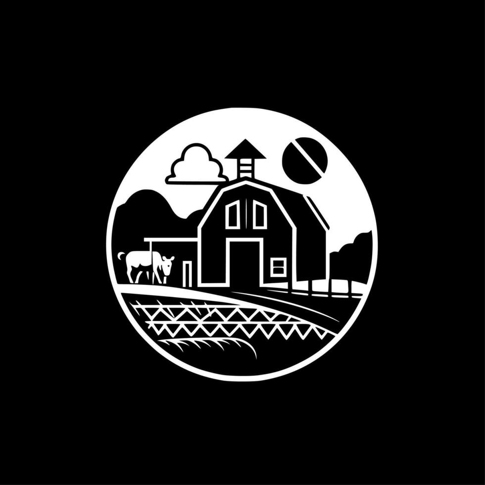 Farm - Black and White Isolated Icon - Vector illustration