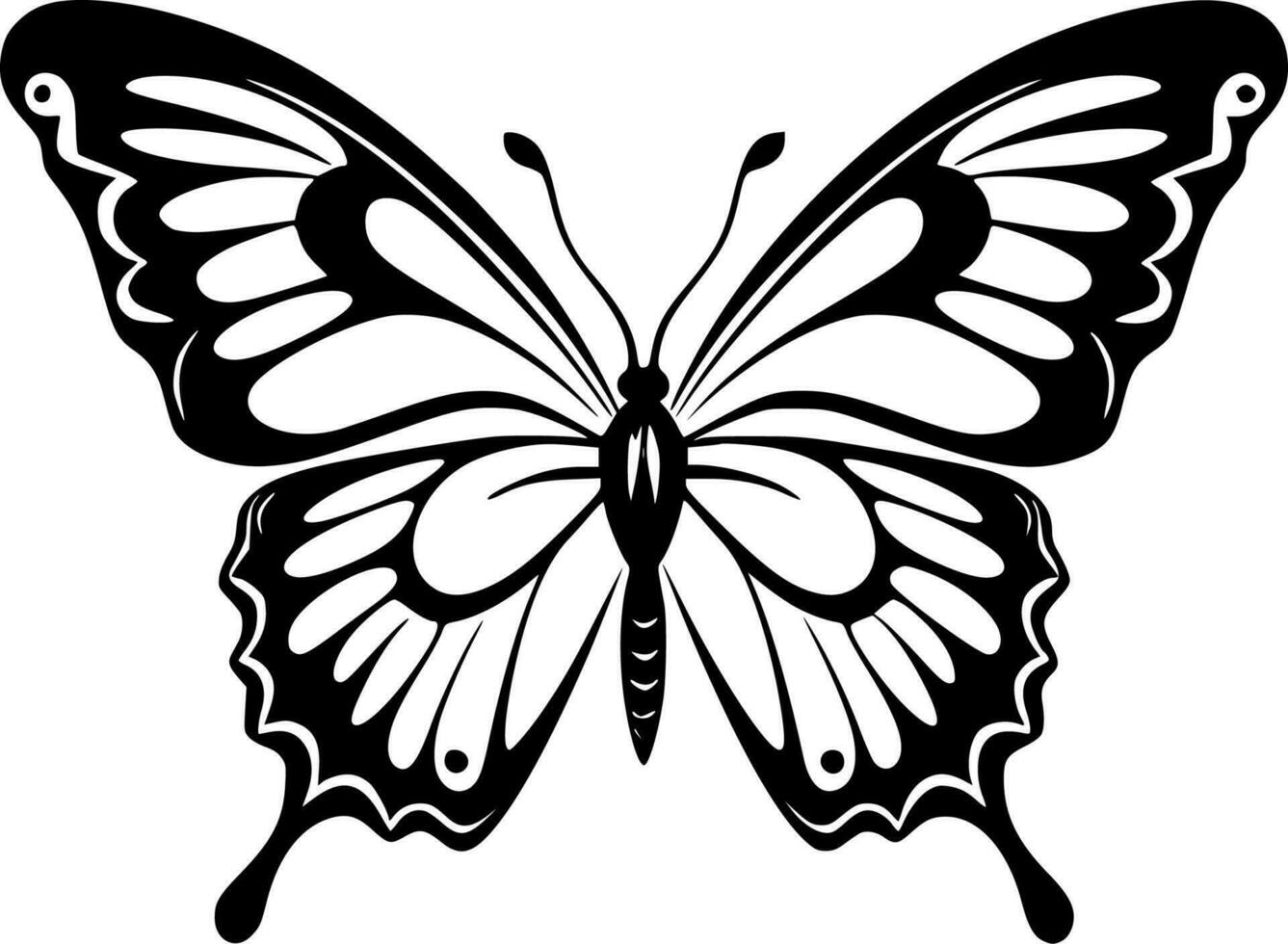 Butterflies, Black and White Vector illustration