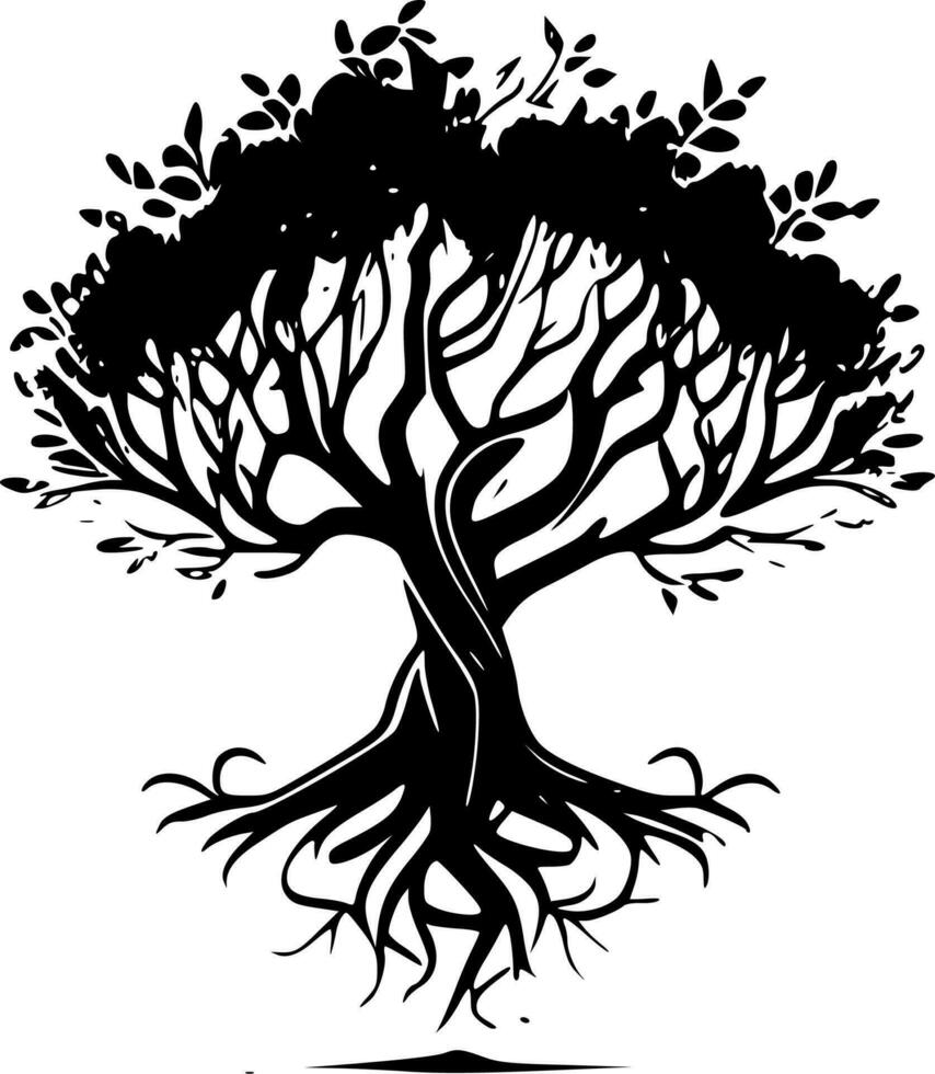 árbol de vida, negro y blanco vector ilustración