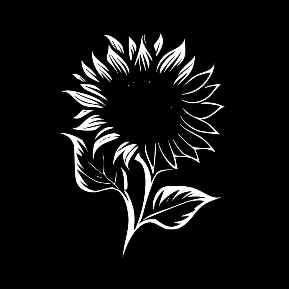 Sunflower - Black and White Isolated Icon - Vector illustration