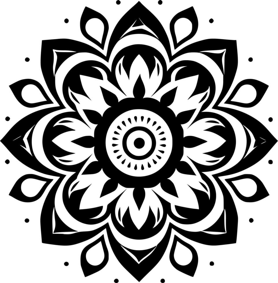 Mandala, Black and White Vector illustration