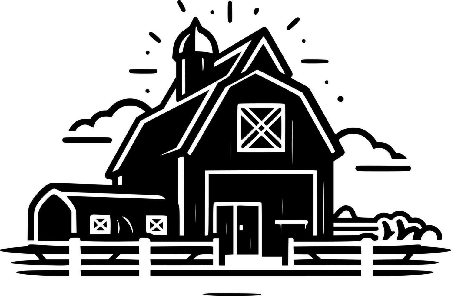 granja - negro y blanco aislado icono - vector ilustración