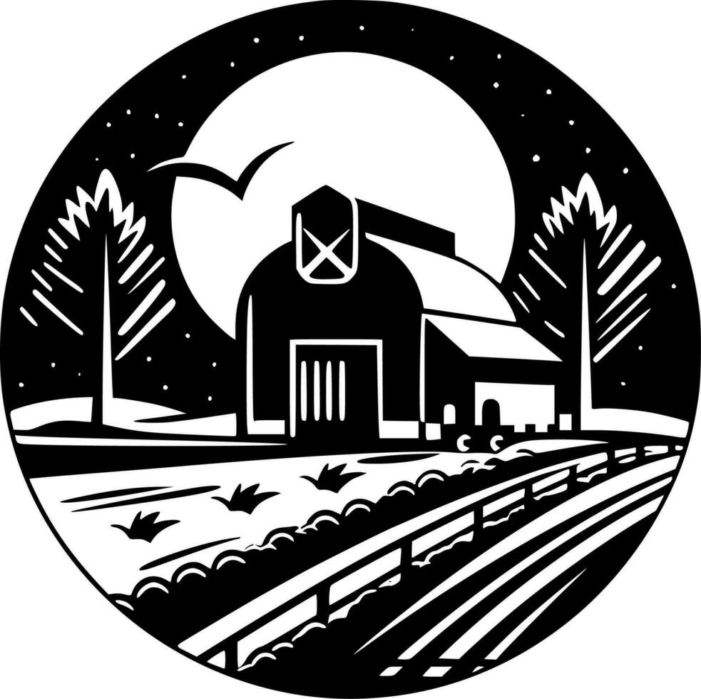 Farm - Black and White Isolated Icon - Vector illustration