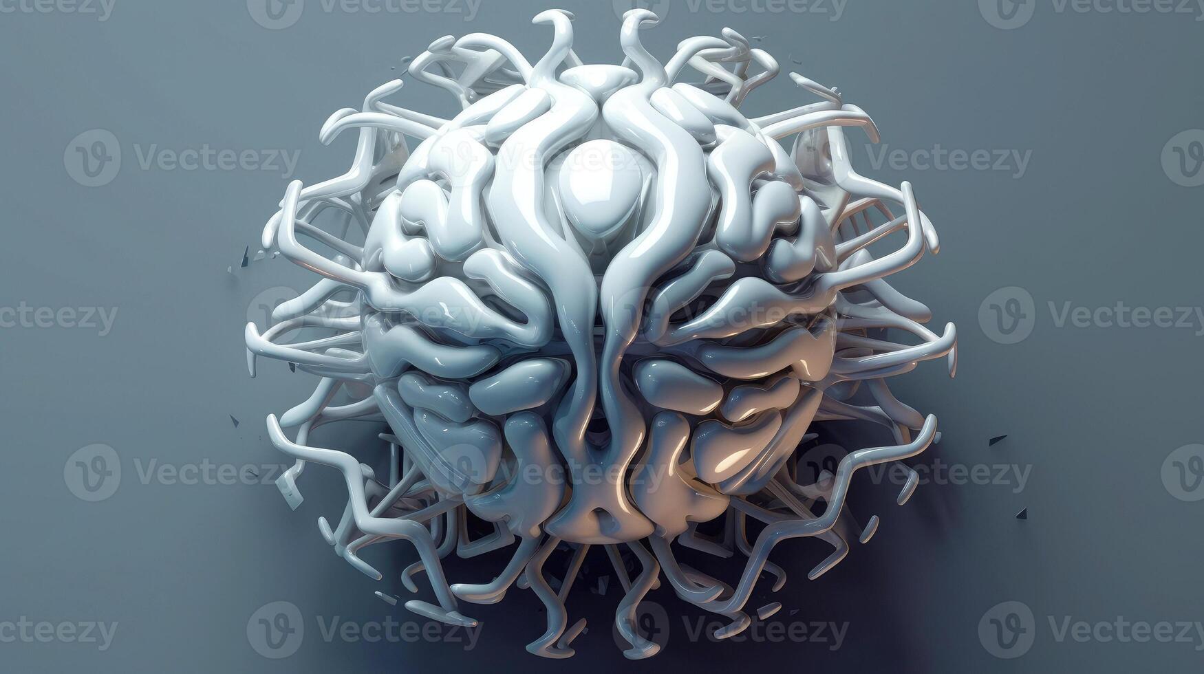 Brain and nerve forming a futuristic face illustrating the power of our neuron and our virtual life, Machine learning technology, neural networks. 3d rendering design, illustration photo