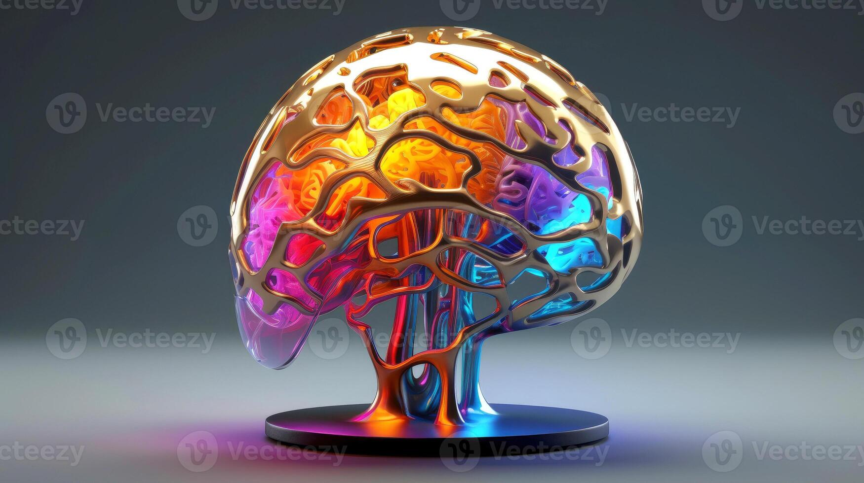 Brain and nerve forming a futuristic face illustrating the power of our neuron and our virtual life, Machine learning technology, neural networks. 3d rendering design, illustration photo