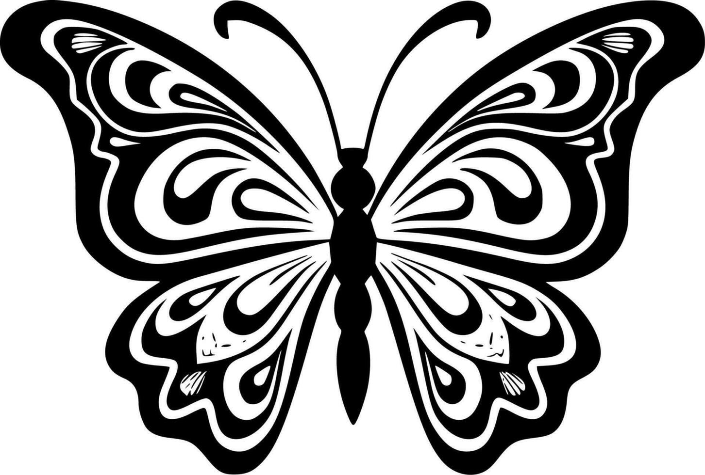 Butterflies, Black and White Vector illustration