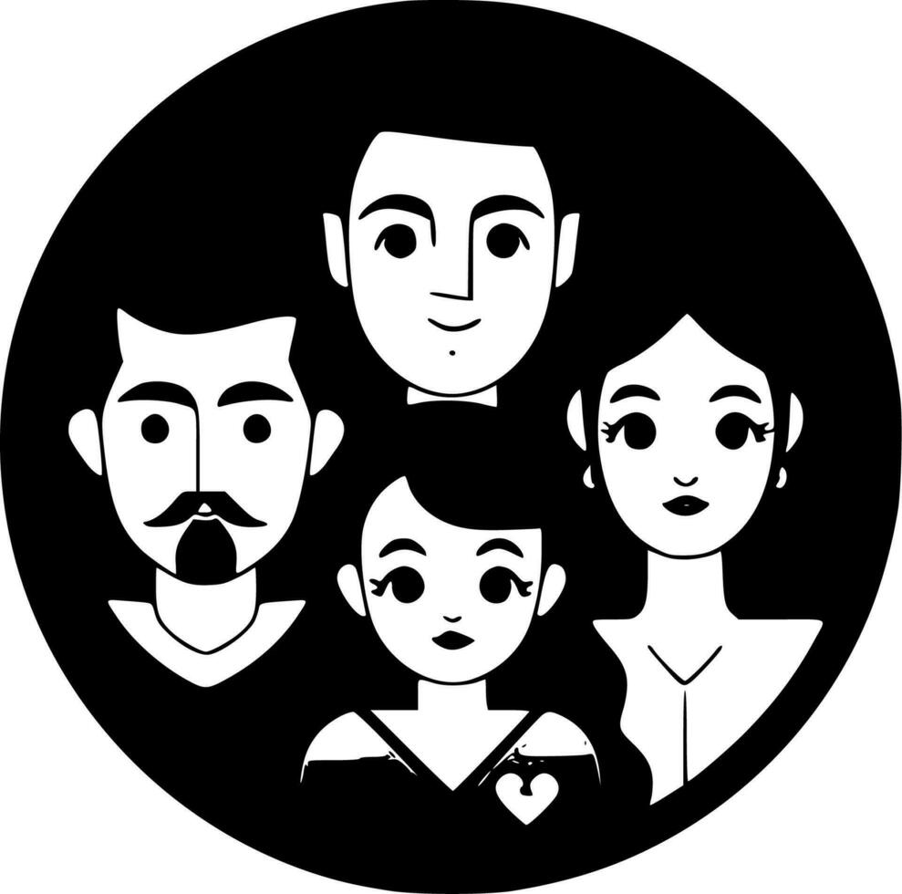 familia - negro y blanco aislado icono - vector ilustración