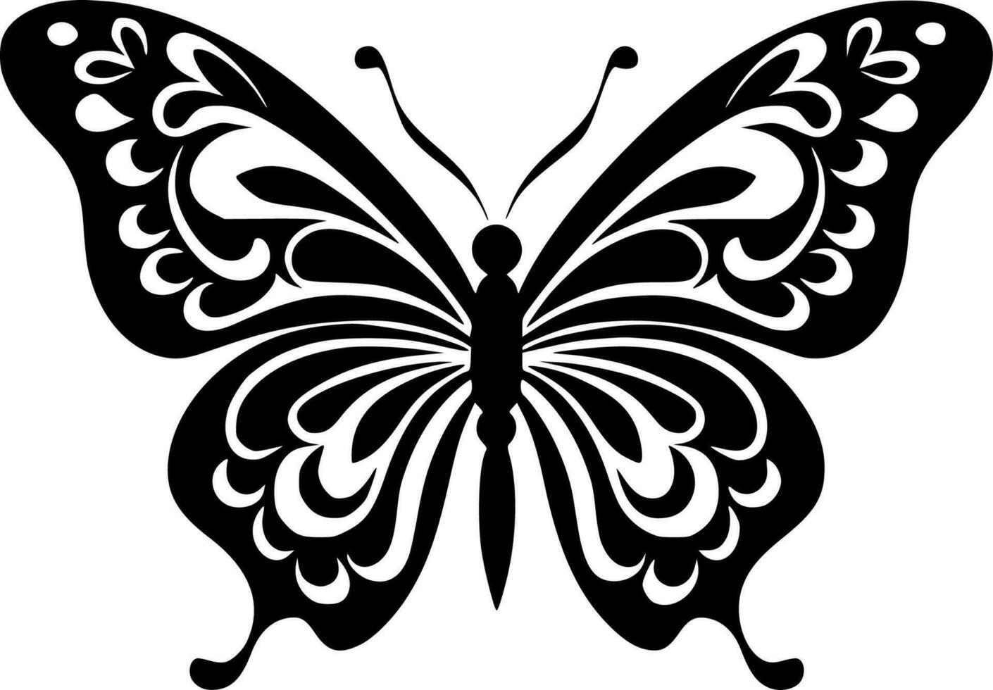 mariposa, negro y blanco vector ilustración