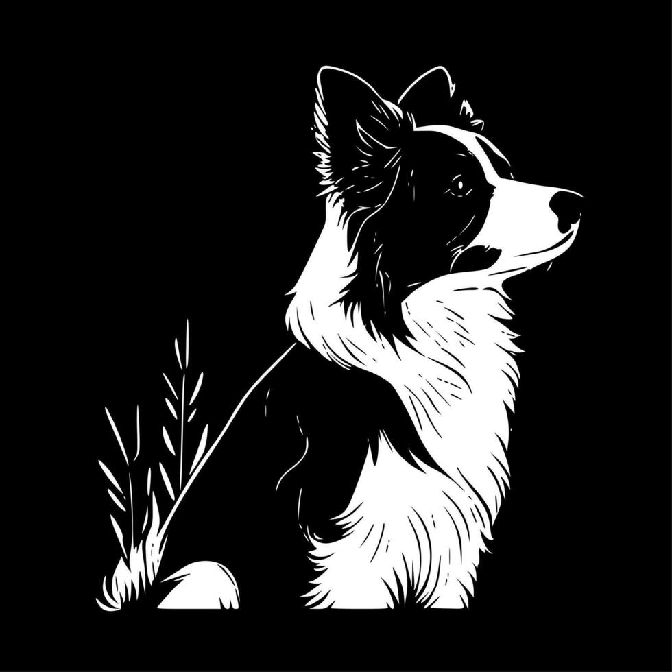 Border Collie - Black and White Isolated Icon - Vector illustration