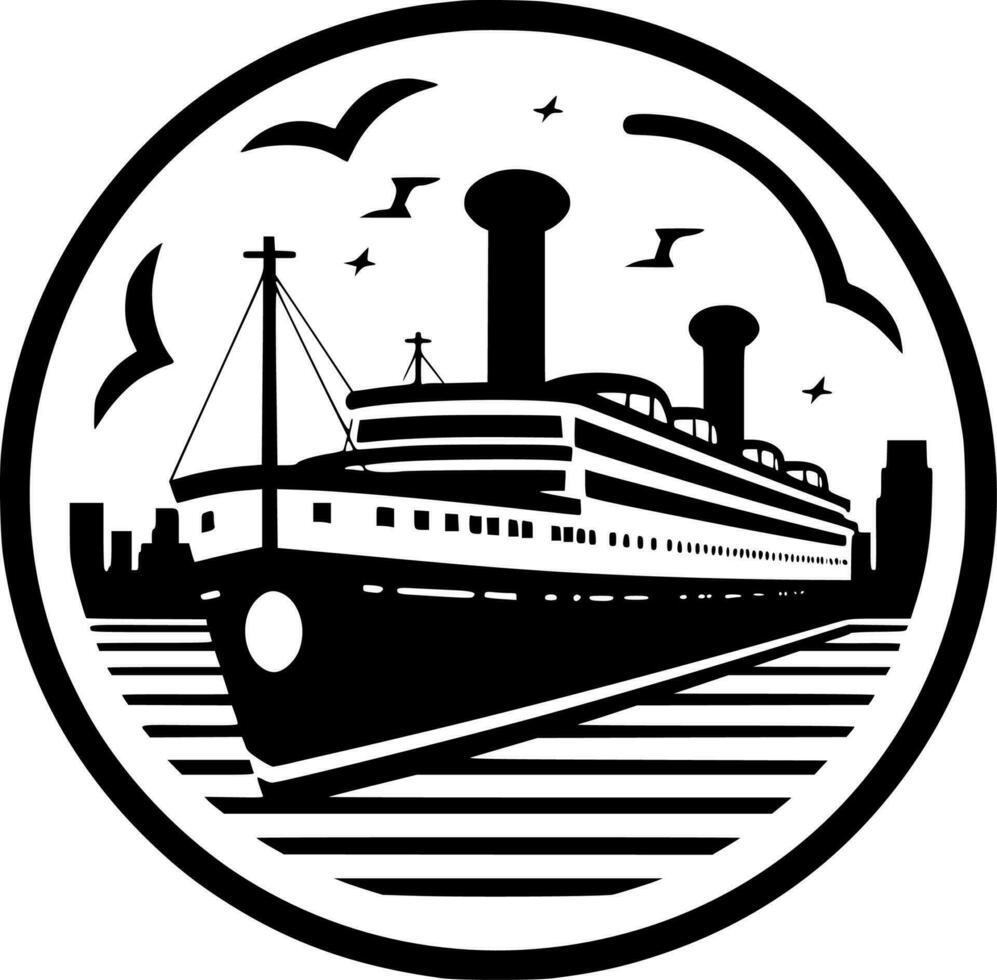 crucero, negro y blanco vector ilustración