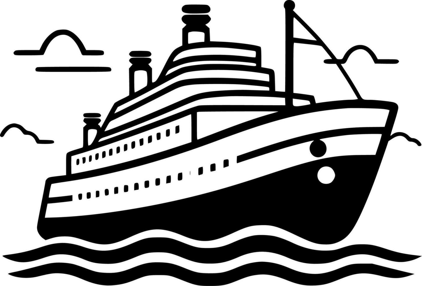 Cruise, Black and White Vector illustration